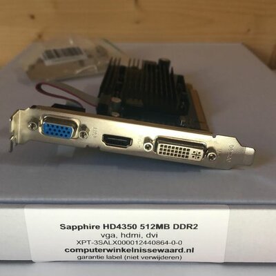Opruiming Videokaart Sapphire HD4350 512MB DDR2 PCI-express vga,hdmi,dvi